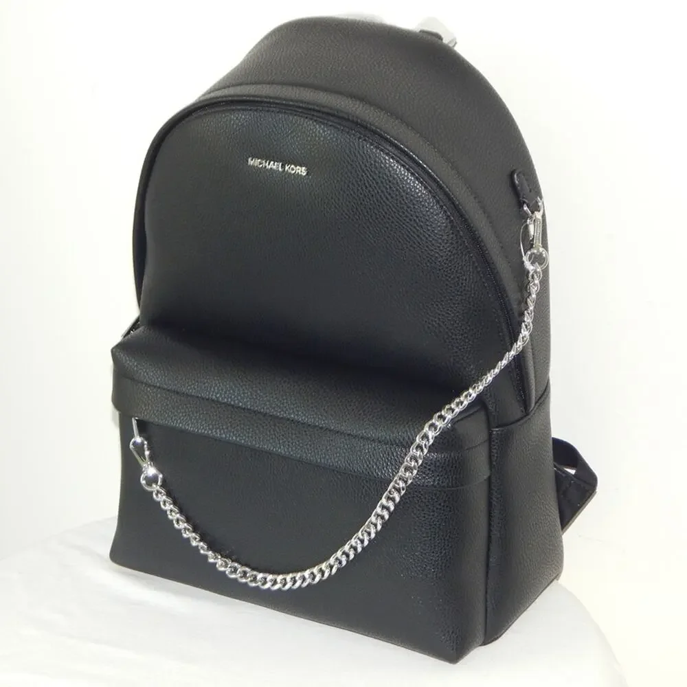 NWT Michael Kors SLATER MK Logo Laptop Compatible Chain Large Backpack Black